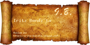 Iritz Benáta névjegykártya